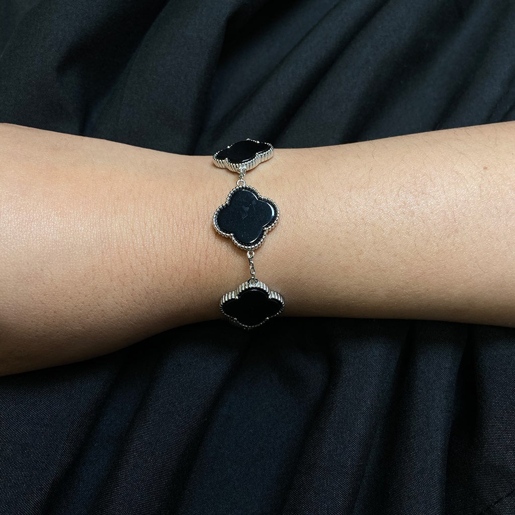 Onyx Clover Bracelet