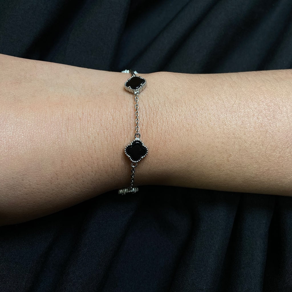 Onyx Clover Bracelet